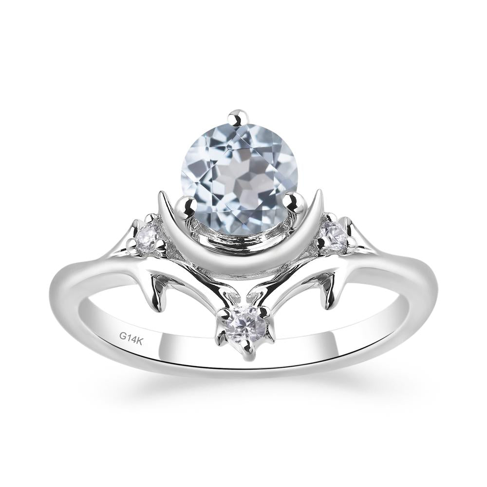 Aquamarine Crescent Moon and Star Ring - LUO Jewelry #metal_14k white gold