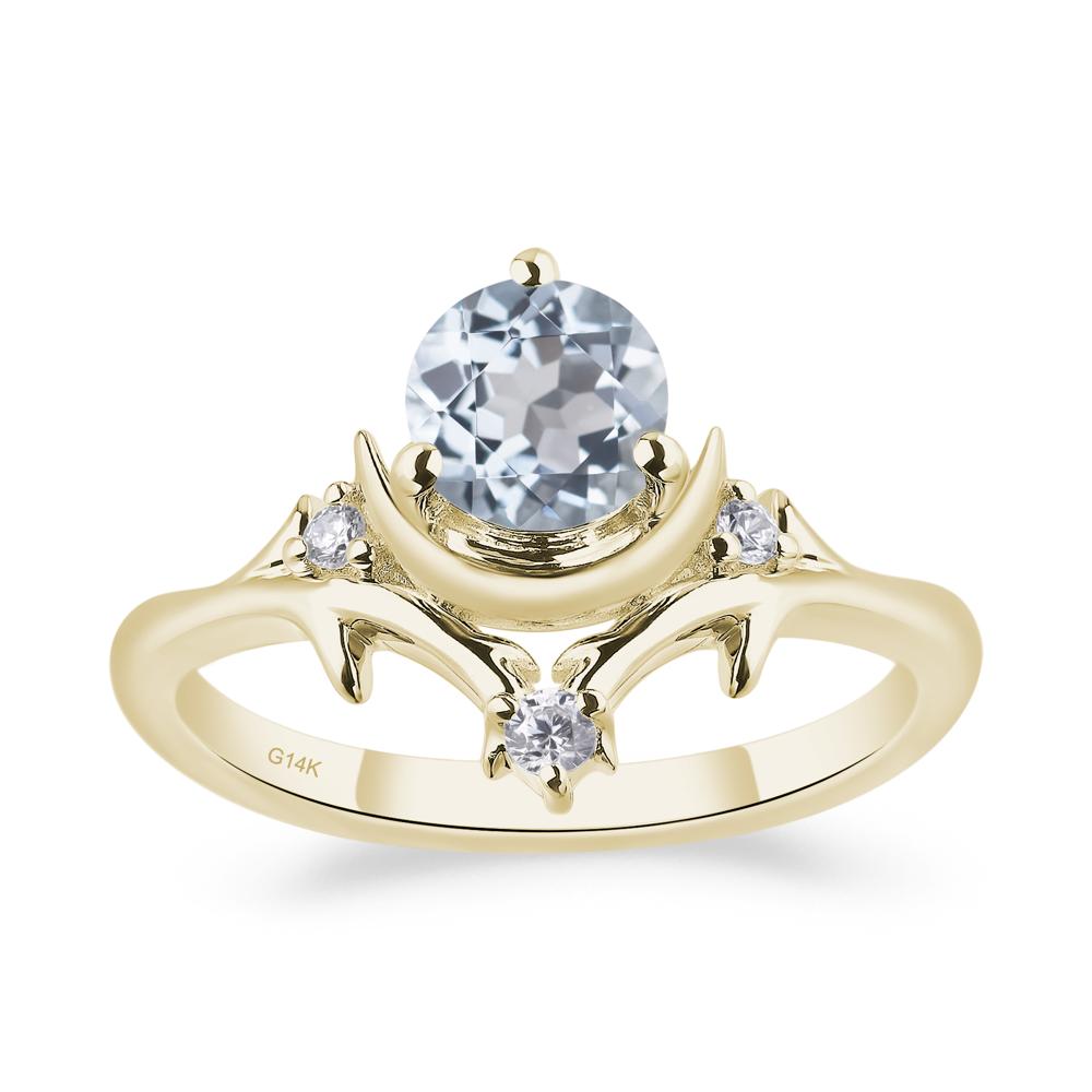 Aquamarine Crescent Moon and Star Ring - LUO Jewelry #metal_14k yellow gold