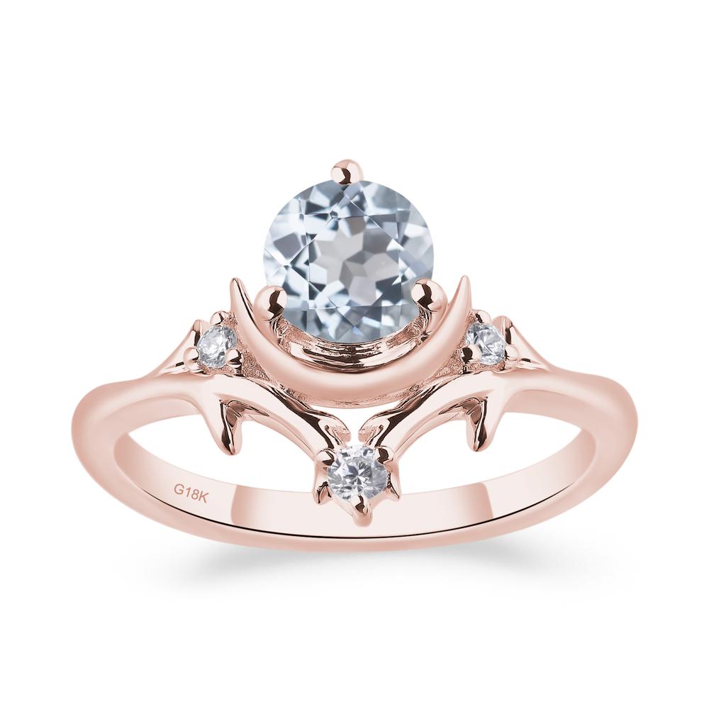 Aquamarine Crescent Moon and Star Ring - LUO Jewelry #metal_18k rose gold