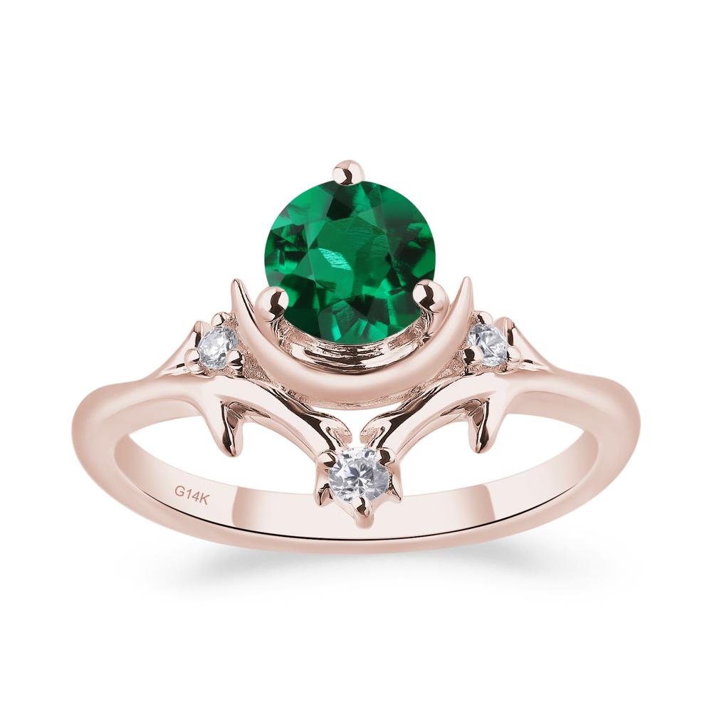 Emerald Moon and Star Ring - LUO Jewelry #metal_14k rose gold