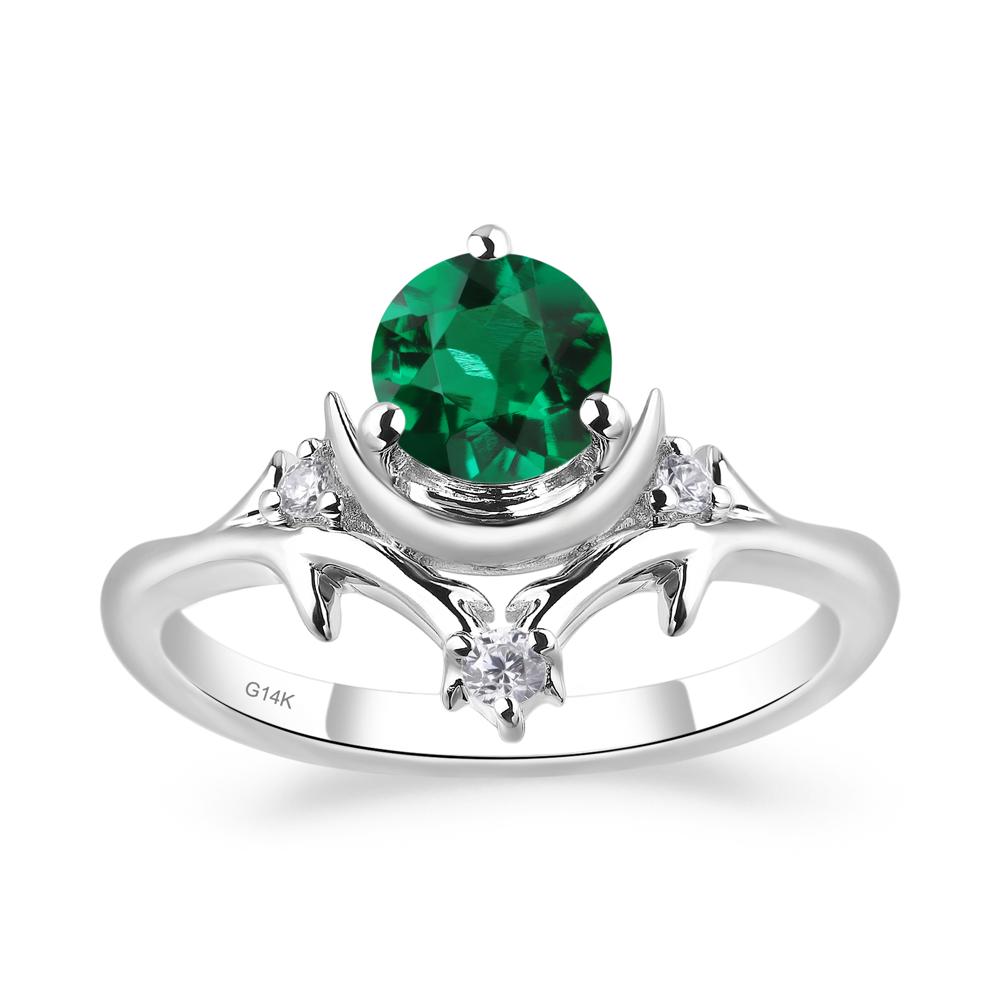 Emerald Moon and Star Ring - LUO Jewelry #metal_14k white gold