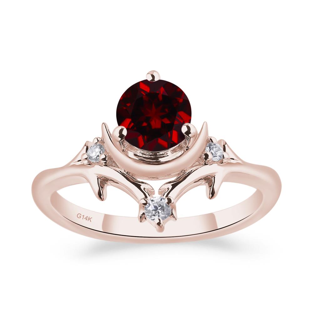 Garnet Ring with Moon and Star - LUO Jewelry #metal_14k rose gold