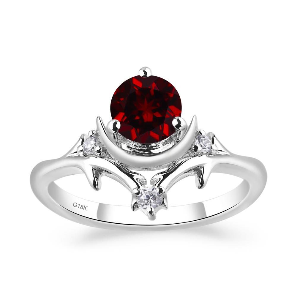 Garnet Ring with Moon and Star - LUO Jewelry #metal_18k white gold