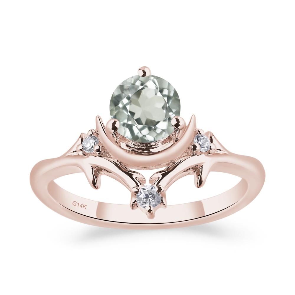 Green Amethyst Crescent Moon and Star Ring - LUO Jewelry #metal_14k rose gold