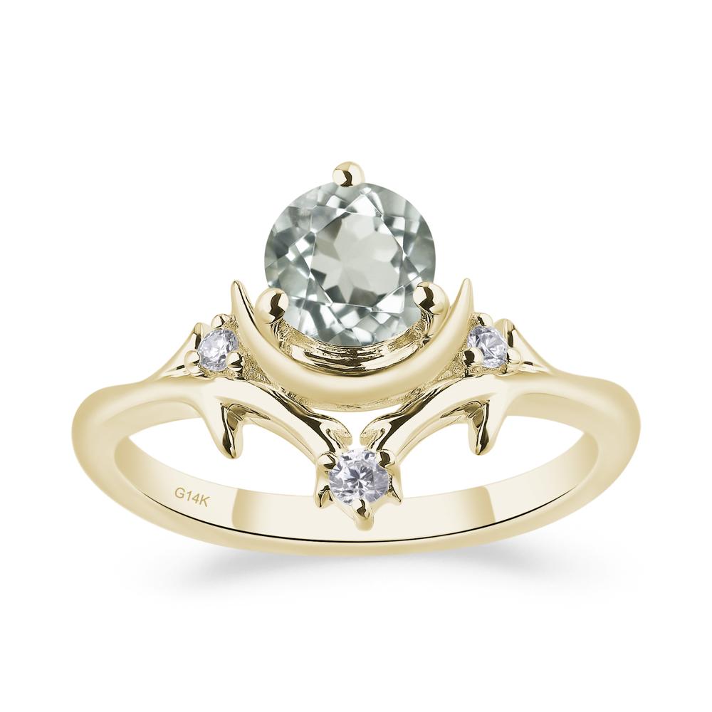 Green Amethyst Crescent Moon and Star Ring - LUO Jewelry #metal_14k yellow gold