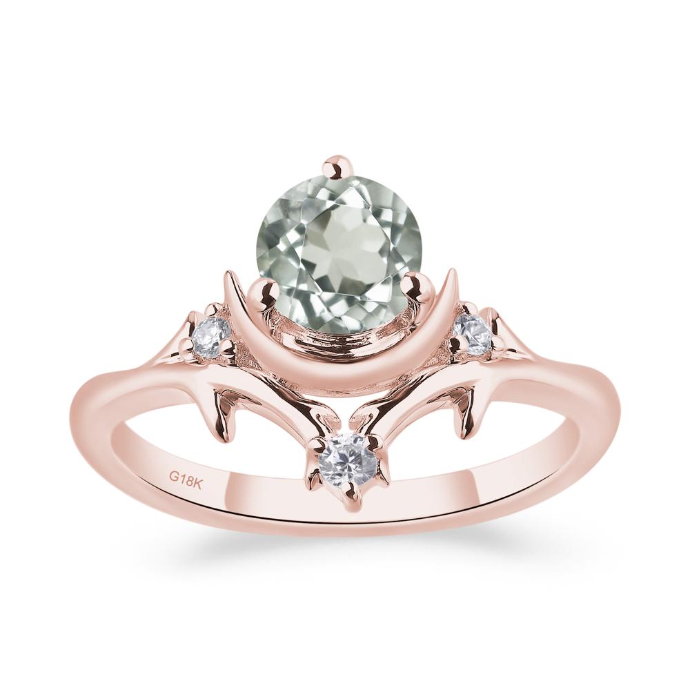 Green Amethyst Crescent Moon and Star Ring - LUO Jewelry #metal_18k rose gold