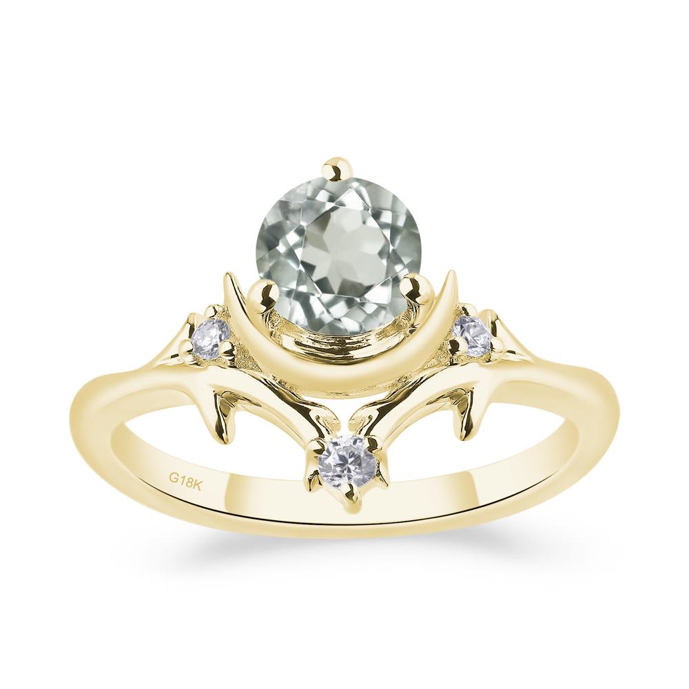 Green Amethyst Crescent Moon and Star Ring - LUO Jewelry #metal_18k yellow gold