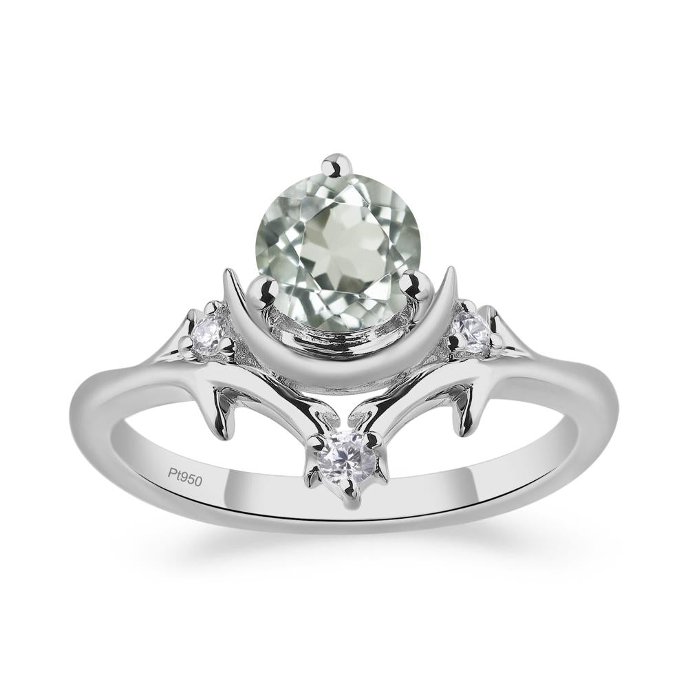 Green Amethyst Crescent Moon and Star Ring - LUO Jewelry #metal_platinum