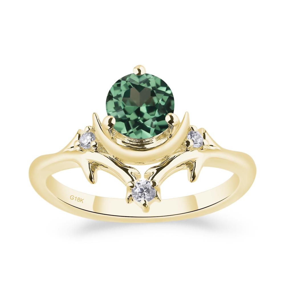 Green Sapphire Star and Moon Engagement Ring - LUO Jewelry #metal_18k yellow gold