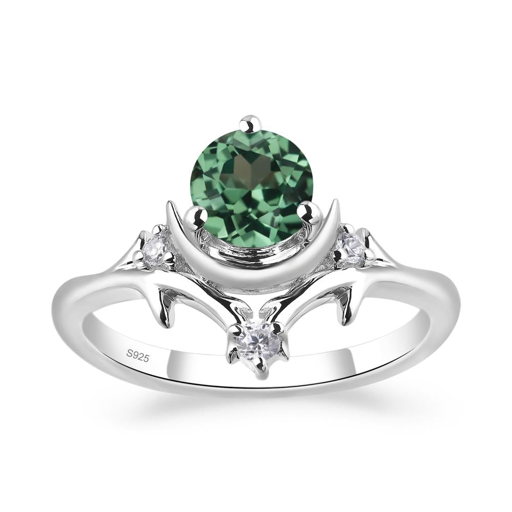 Green Sapphire Star and Moon Engagement Ring - LUO Jewelry #metal_sterling silver