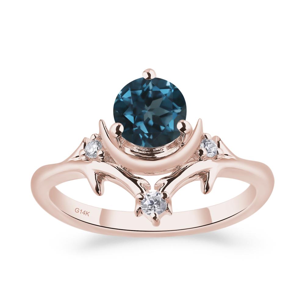 London Blue Topaz Moon and Star Ring - LUO Jewelry #metal_14k rose gold