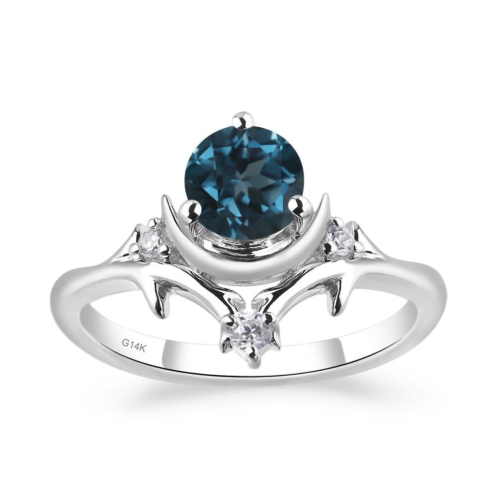 London Blue Topaz Moon and Star Ring - LUO Jewelry #metal_14k white gold