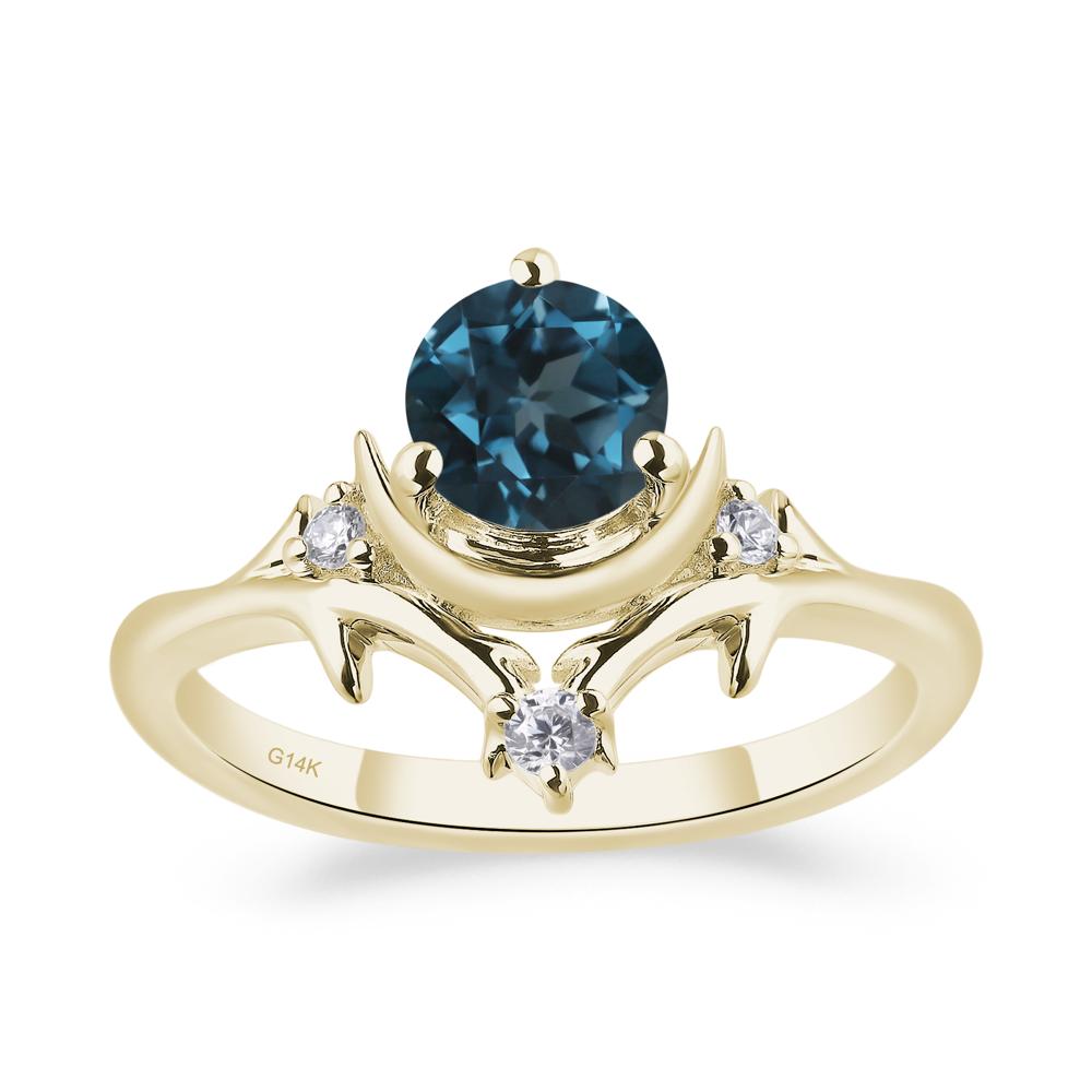 London Blue Topaz Moon and Star Ring - LUO Jewelry #metal_14k yellow gold