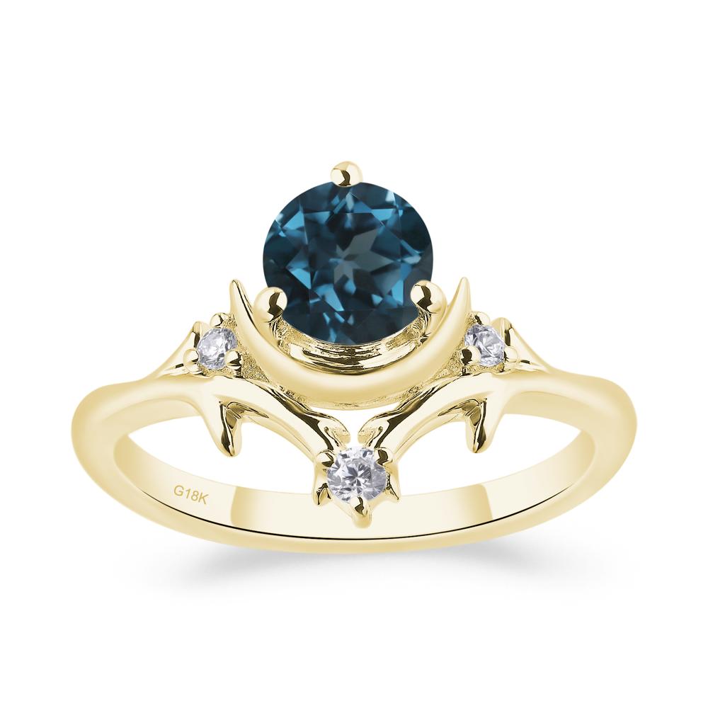 London Blue Topaz Moon and Star Ring - LUO Jewelry #metal_18k yellow gold