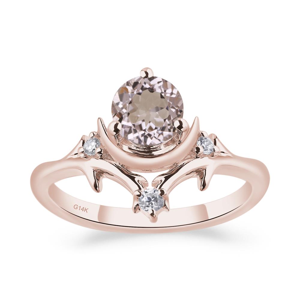 Morganite Crescent Moon and Star Ring - LUO Jewelry #metal_14k rose gold