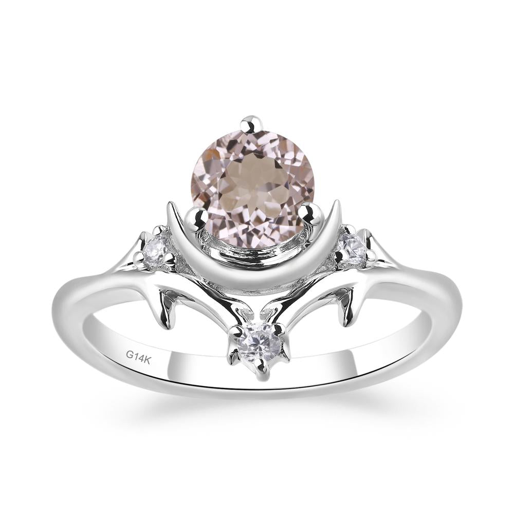 Morganite Crescent Moon and Star Ring - LUO Jewelry #metal_14k white gold