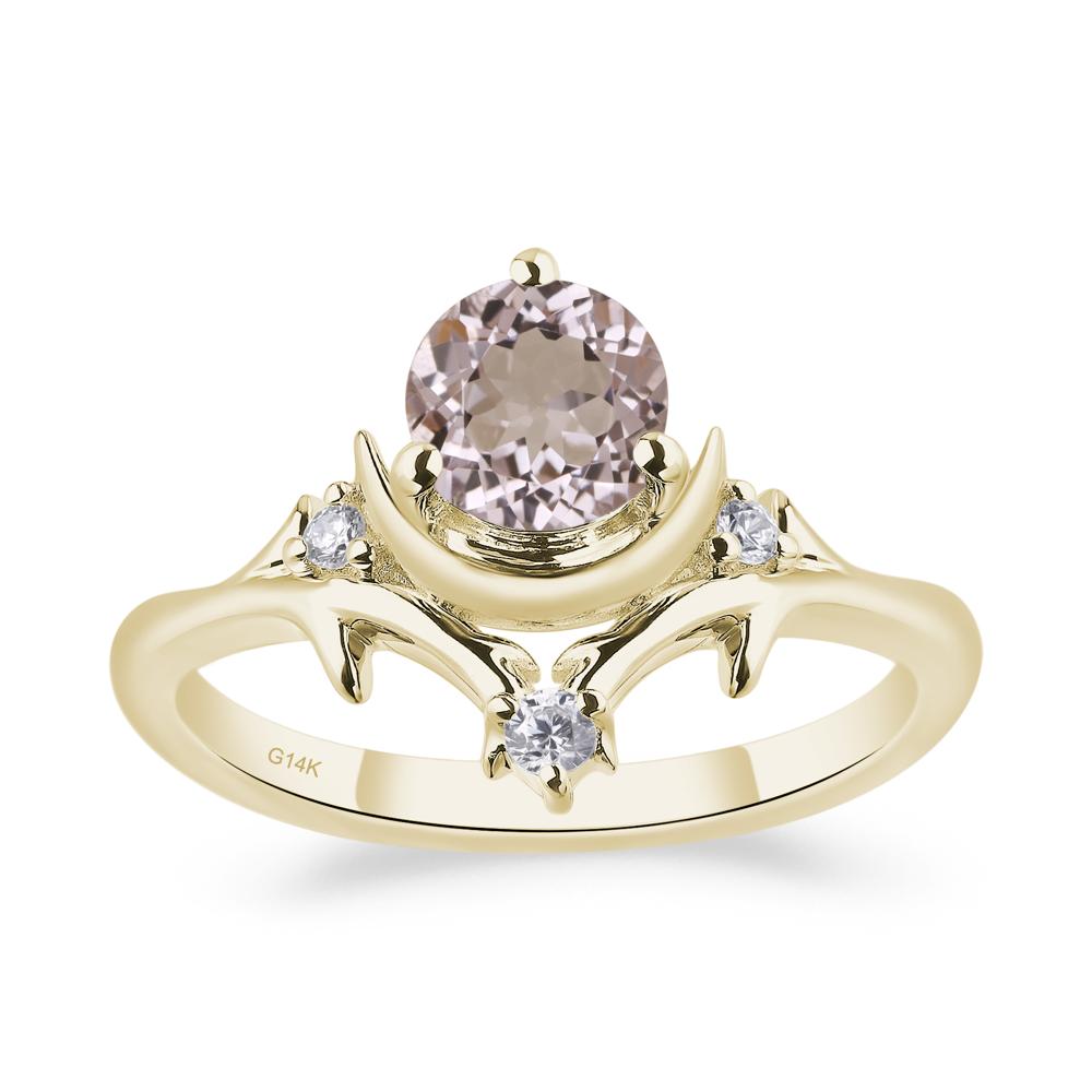 Morganite Crescent Moon and Star Ring - LUO Jewelry #metal_14k yellow gold