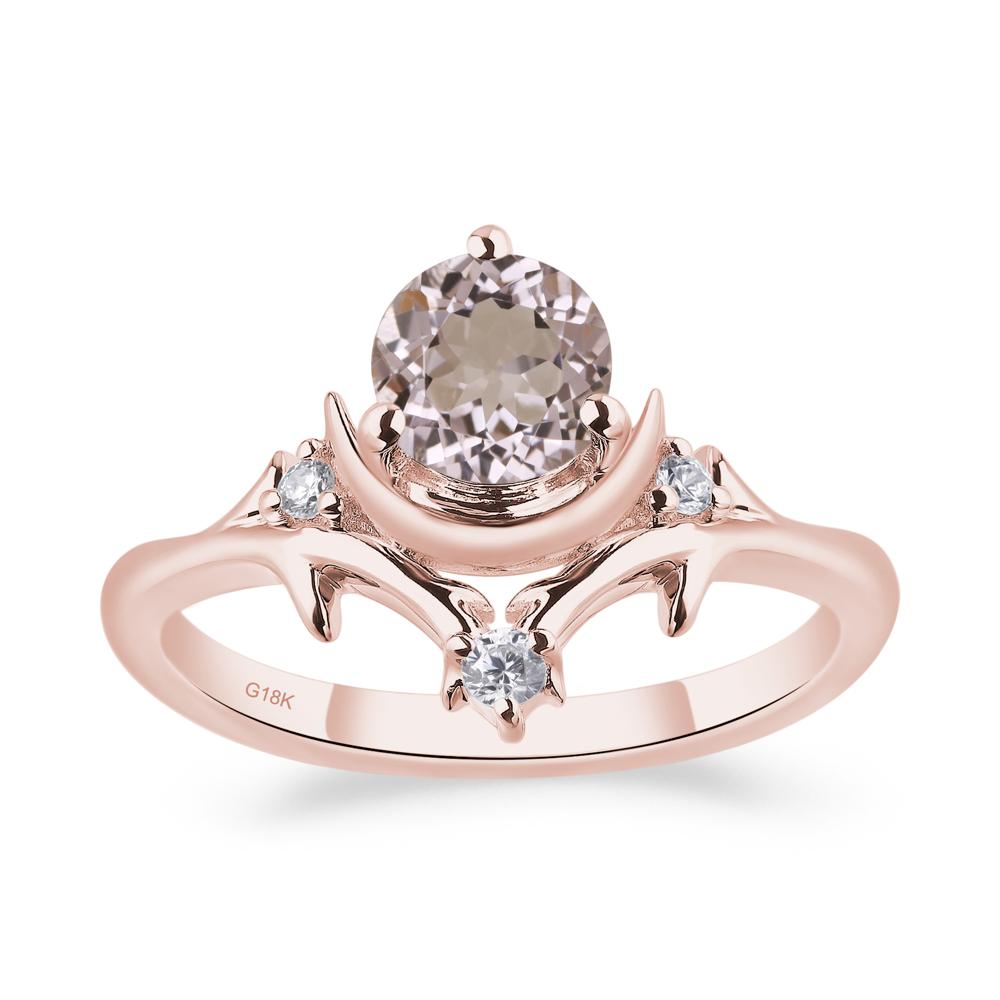 Morganite Crescent Moon and Star Ring - LUO Jewelry #metal_18k rose gold