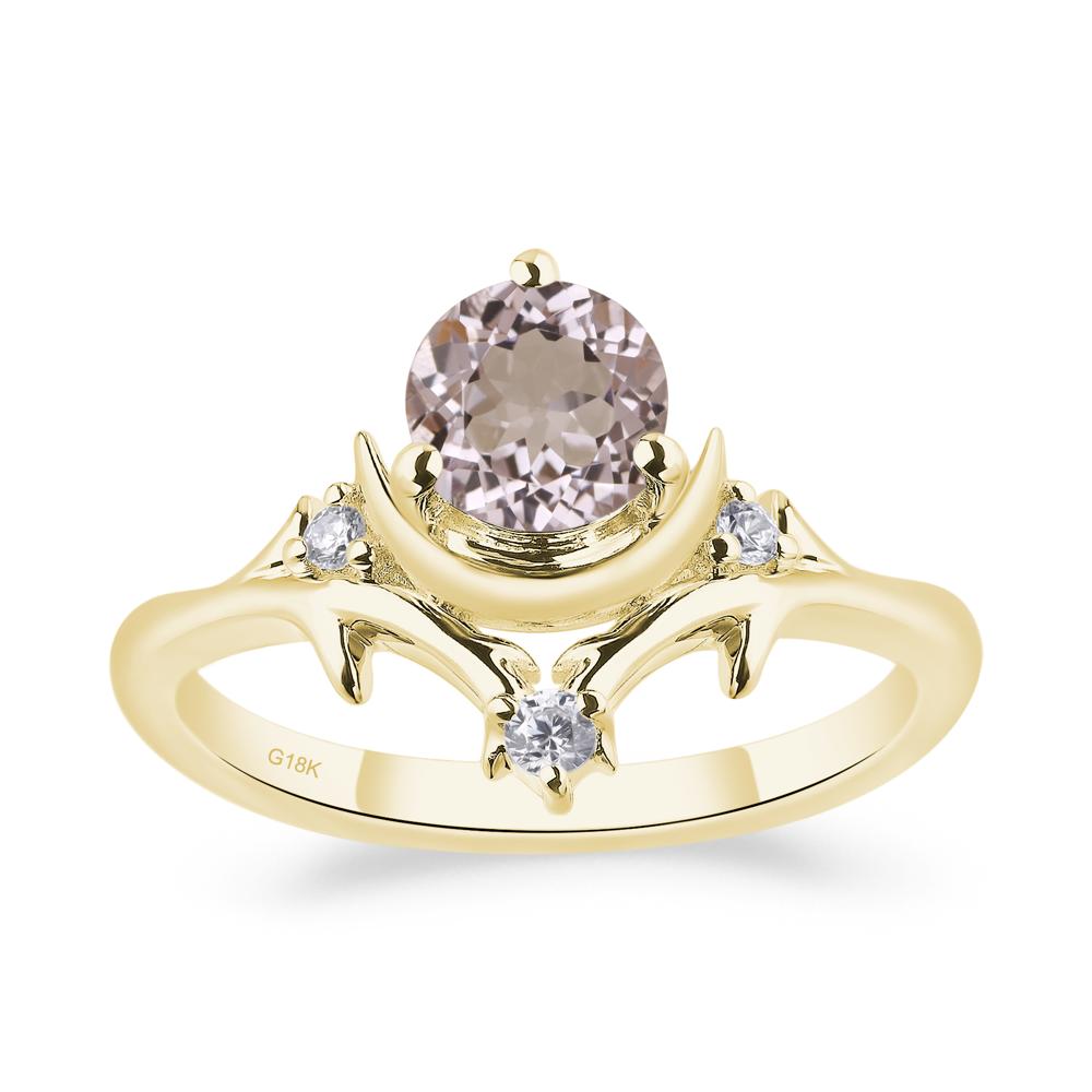 Morganite Crescent Moon and Star Ring - LUO Jewelry #metal_18k yellow gold