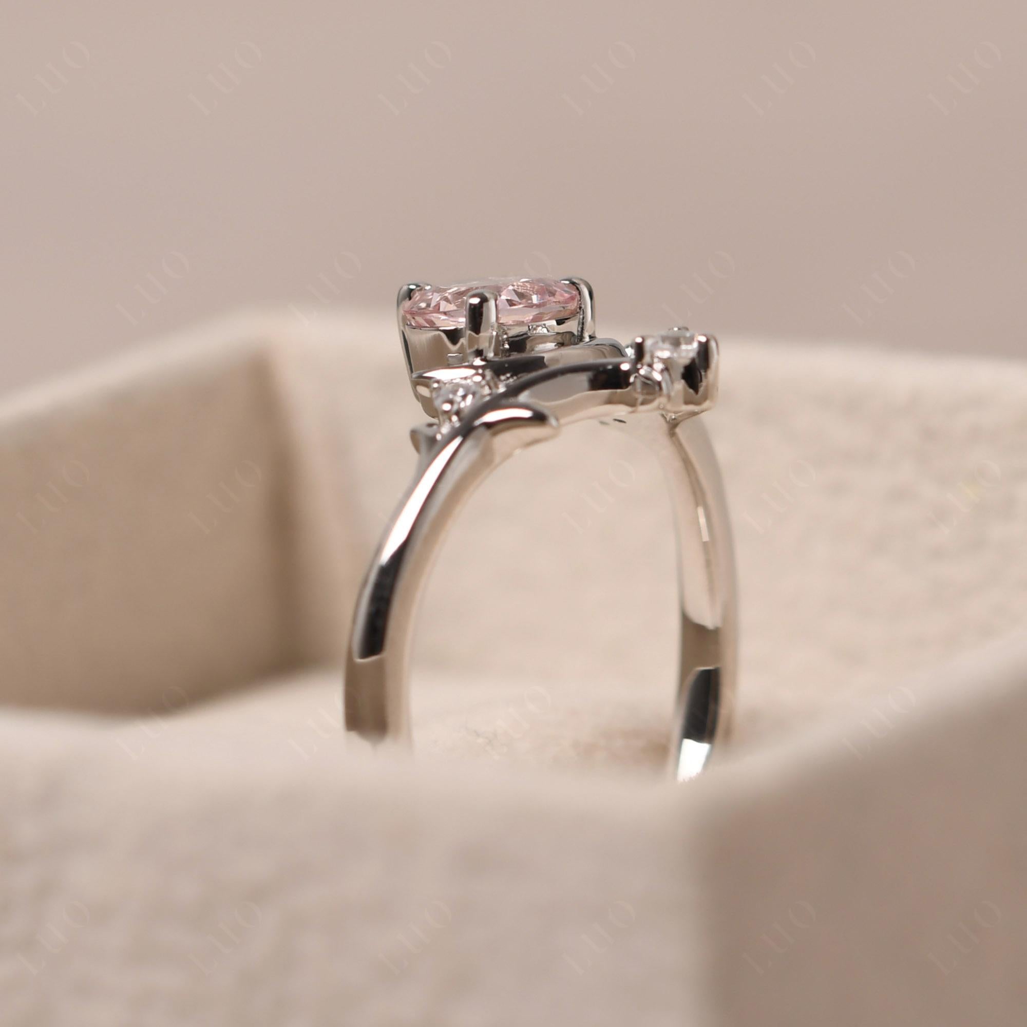 Morganite Crescent Moon and Star Ring - LUO Jewelry 