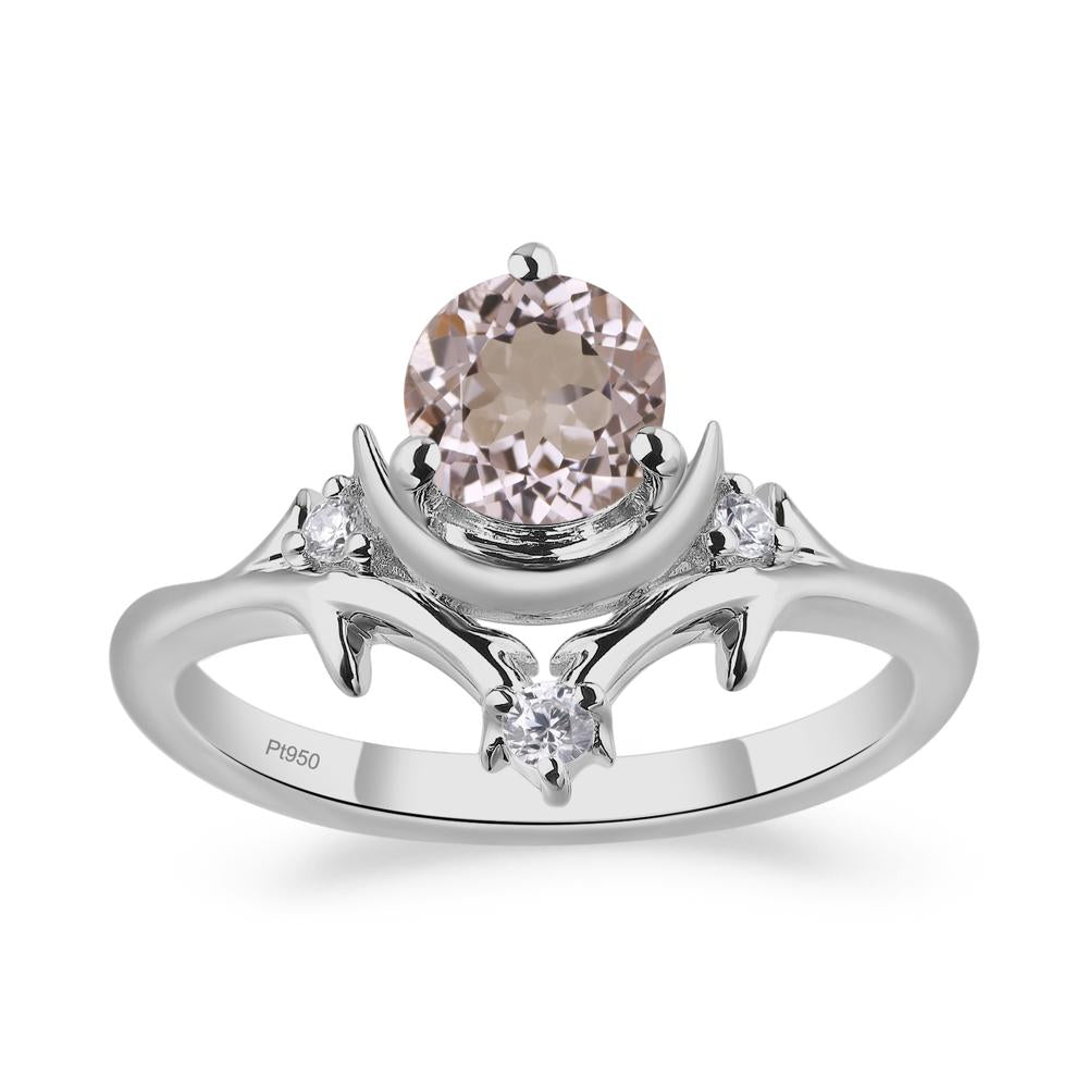 Morganite Crescent Moon and Star Ring - LUO Jewelry #metal_platinum