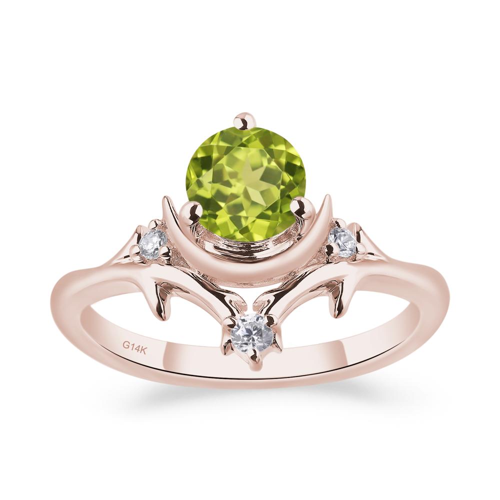 Peridot Star and Moon Engagement Ring - LUO Jewelry #metal_14k rose gold