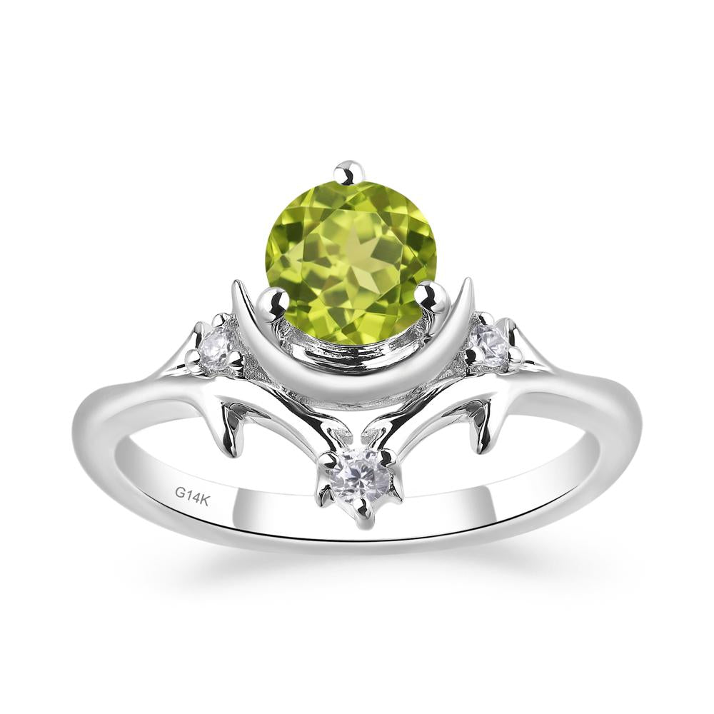 Peridot Star and Moon Engagement Ring - LUO Jewelry #metal_14k white gold