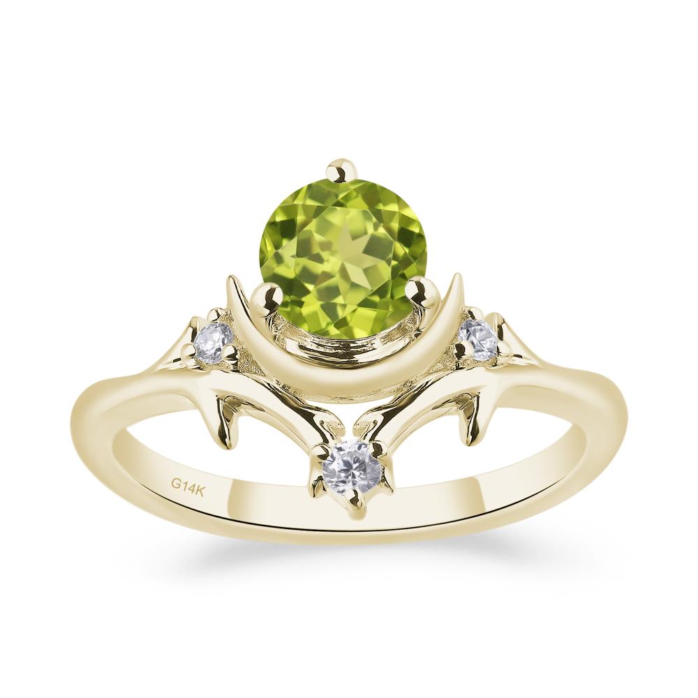 Peridot Star and Moon Engagement Ring - LUO Jewelry #metal_14k yellow gold