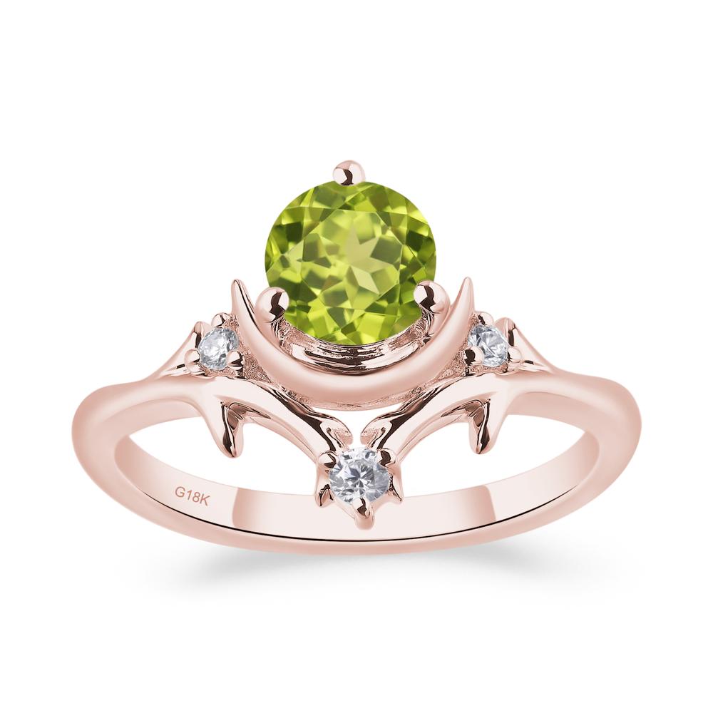 Peridot Star and Moon Engagement Ring - LUO Jewelry #metal_18k rose gold