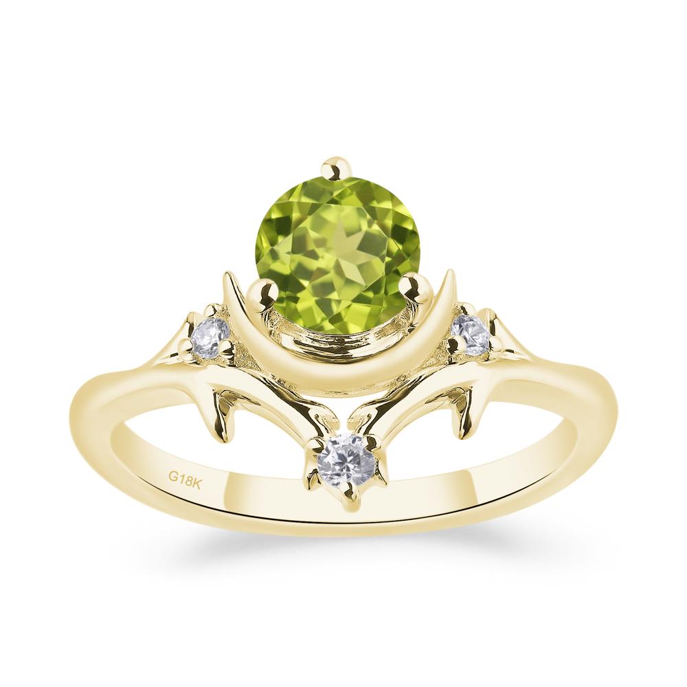 Peridot Star and Moon Engagement Ring - LUO Jewelry #metal_18k yellow gold