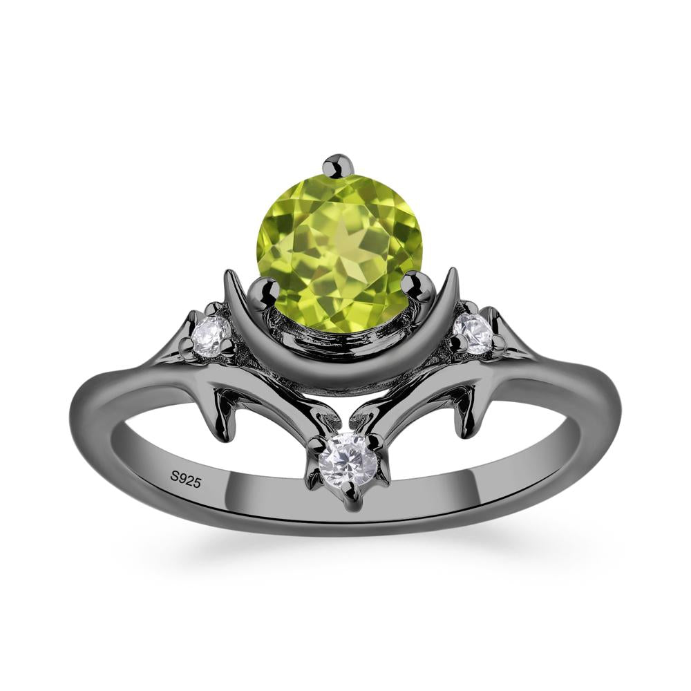 Peridot Star and Moon Engagement Ring - LUO Jewelry #metal_black finish sterling silver