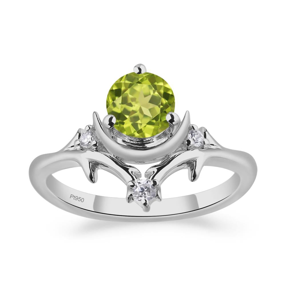 Peridot Star and Moon Engagement Ring - LUO Jewelry #metal_platinum