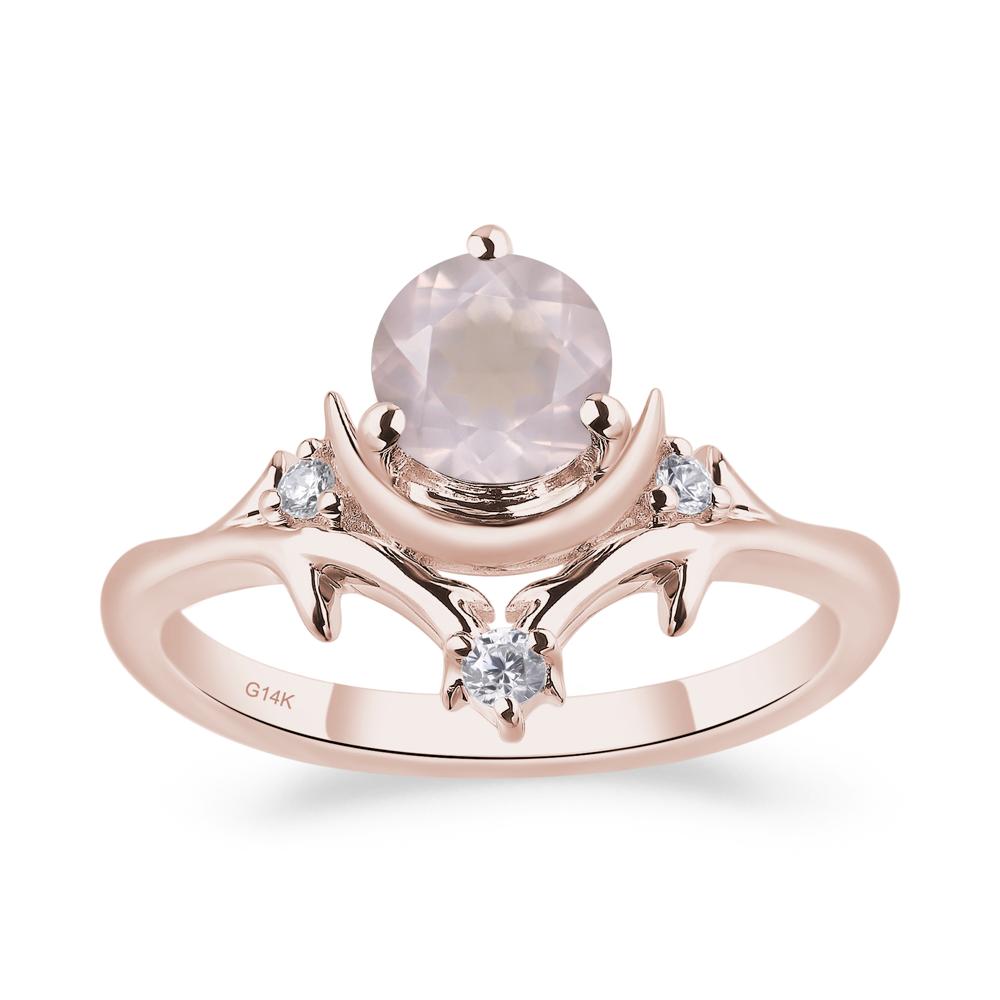 Rose Quartz Moon and Star Ring - LUO Jewelry #metal_14k rose gold