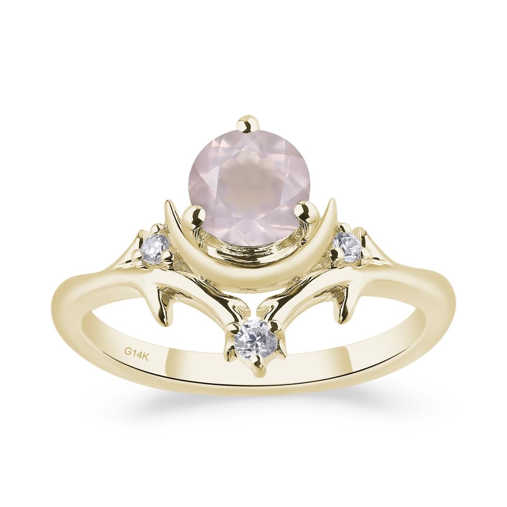 Rose Quartz Moon and Star Ring - LUO Jewelry #metal_14k yellow gold