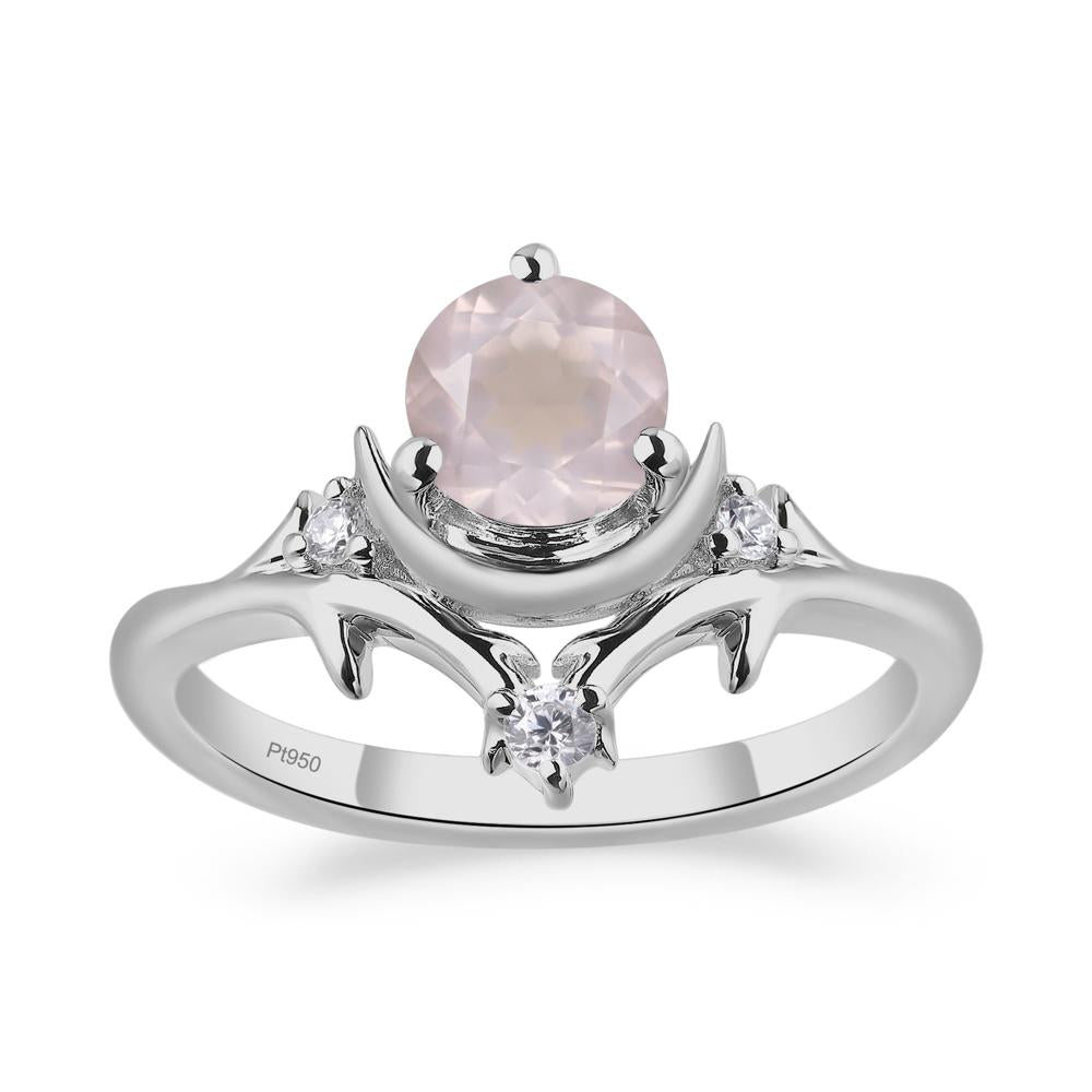 Rose Quartz Moon and Star Ring - LUO Jewelry #metal_platinum