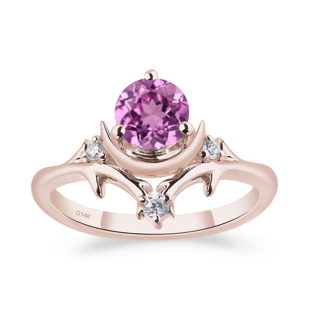 Pink Sapphire Ring with Moon and Star - LUO Jewelry #metal_14k rose gold