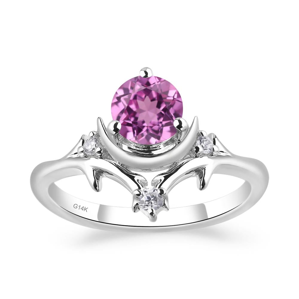 Pink Sapphire Ring with Moon and Star - LUO Jewelry #metal_14k white gold