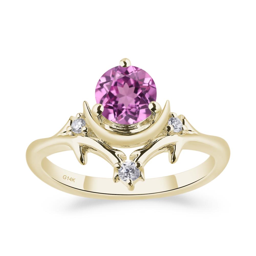 Pink Sapphire Ring with Moon and Star - LUO Jewelry #metal_14k yellow gold