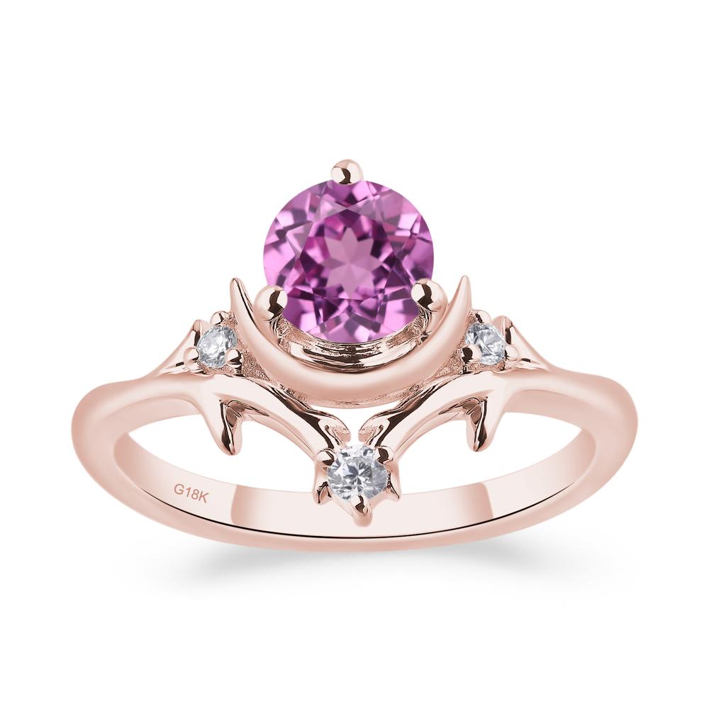 Pink Sapphire Ring with Moon and Star - LUO Jewelry #metal_18k rose gold