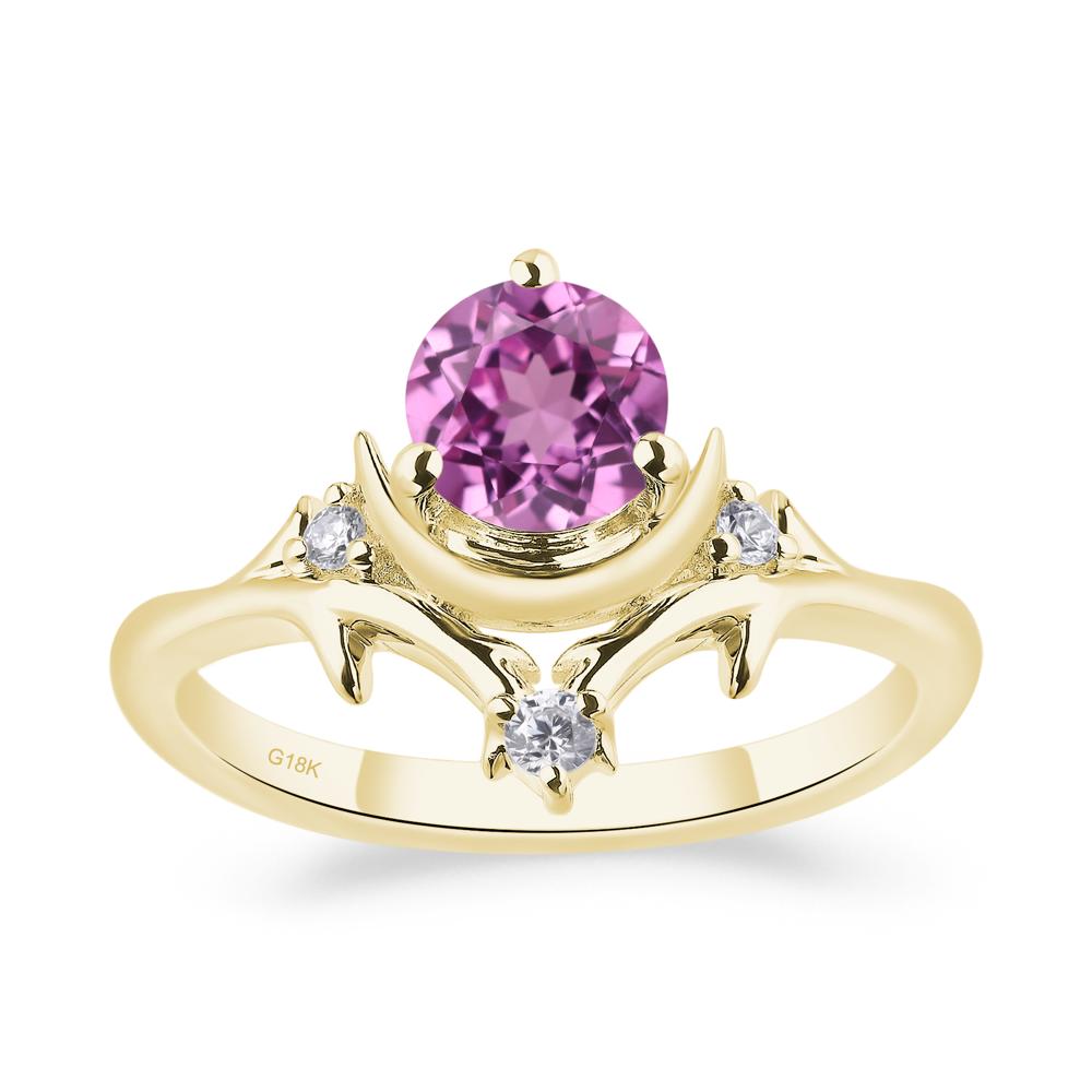 Pink Sapphire Ring with Moon and Star - LUO Jewelry #metal_18k yellow gold