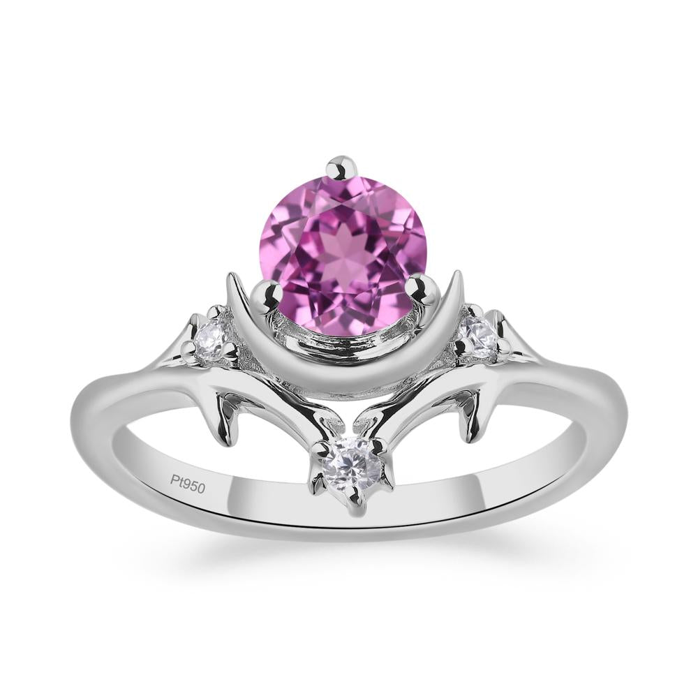 Pink Sapphire Ring with Moon and Star - LUO Jewelry #metal_platinum