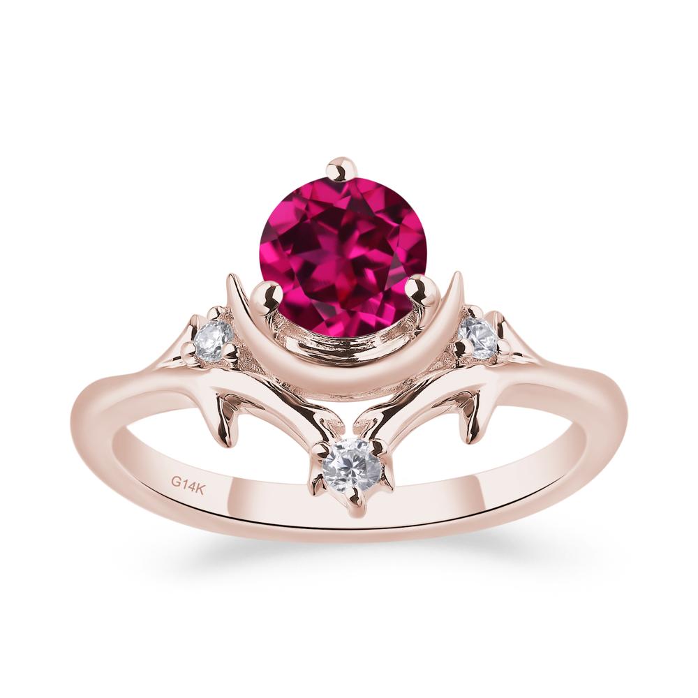 Ruby Crescent Moon and Star Ring - LUO Jewelry #metal_14k rose gold