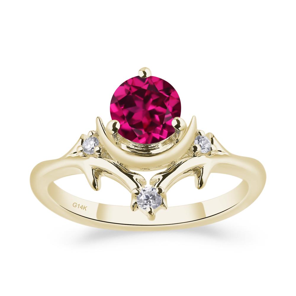 Ruby Crescent Moon and Star Ring - LUO Jewelry #metal_14k yellow gold