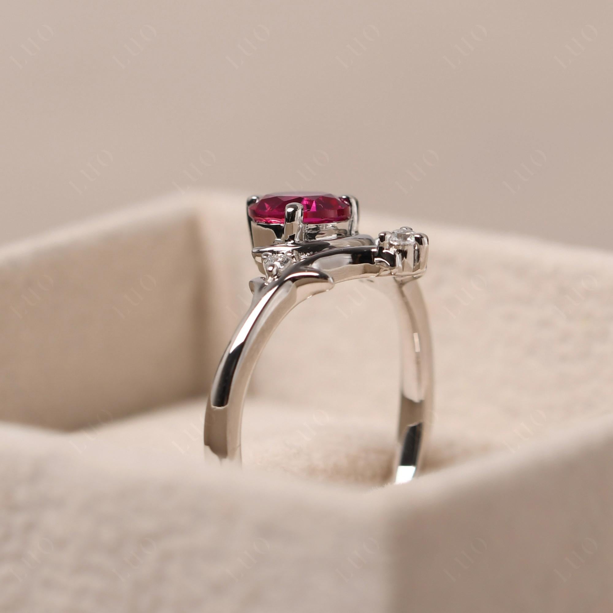 Ruby Crescent Moon and Star Ring - LUO Jewelry 