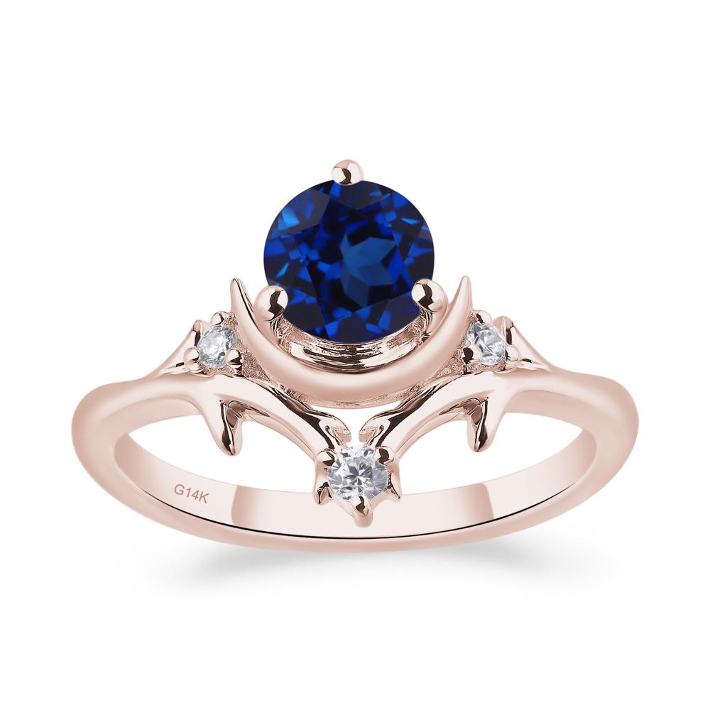 Sapphire Star and Moon Engagement Ring - LUO Jewelry #metal_14k rose gold