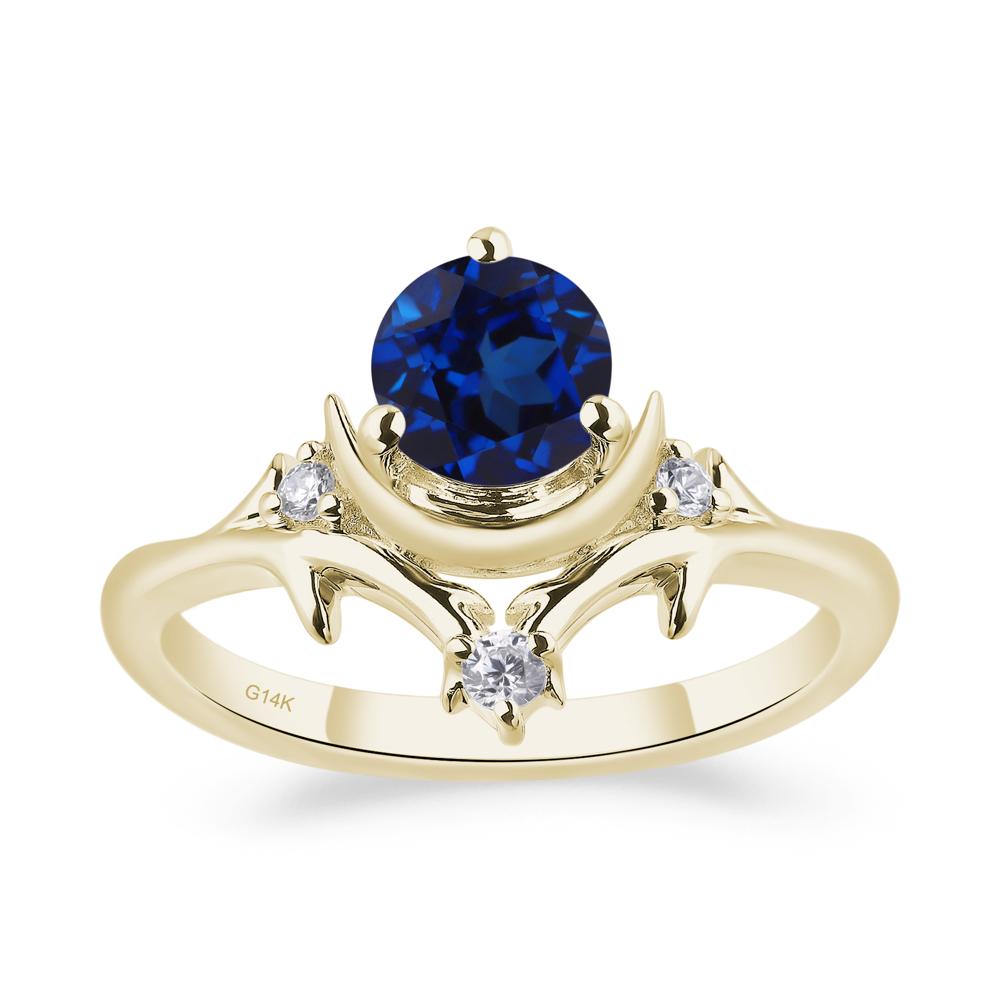 Sapphire Star and Moon Engagement Ring - LUO Jewelry #metal_14k yellow gold