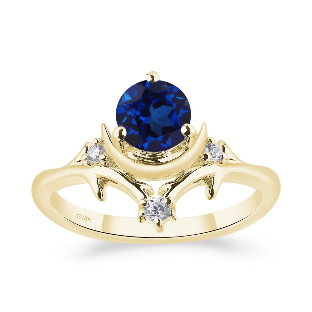 Sapphire Star and Moon Engagement Ring - LUO Jewelry #metal_18k yellow gold