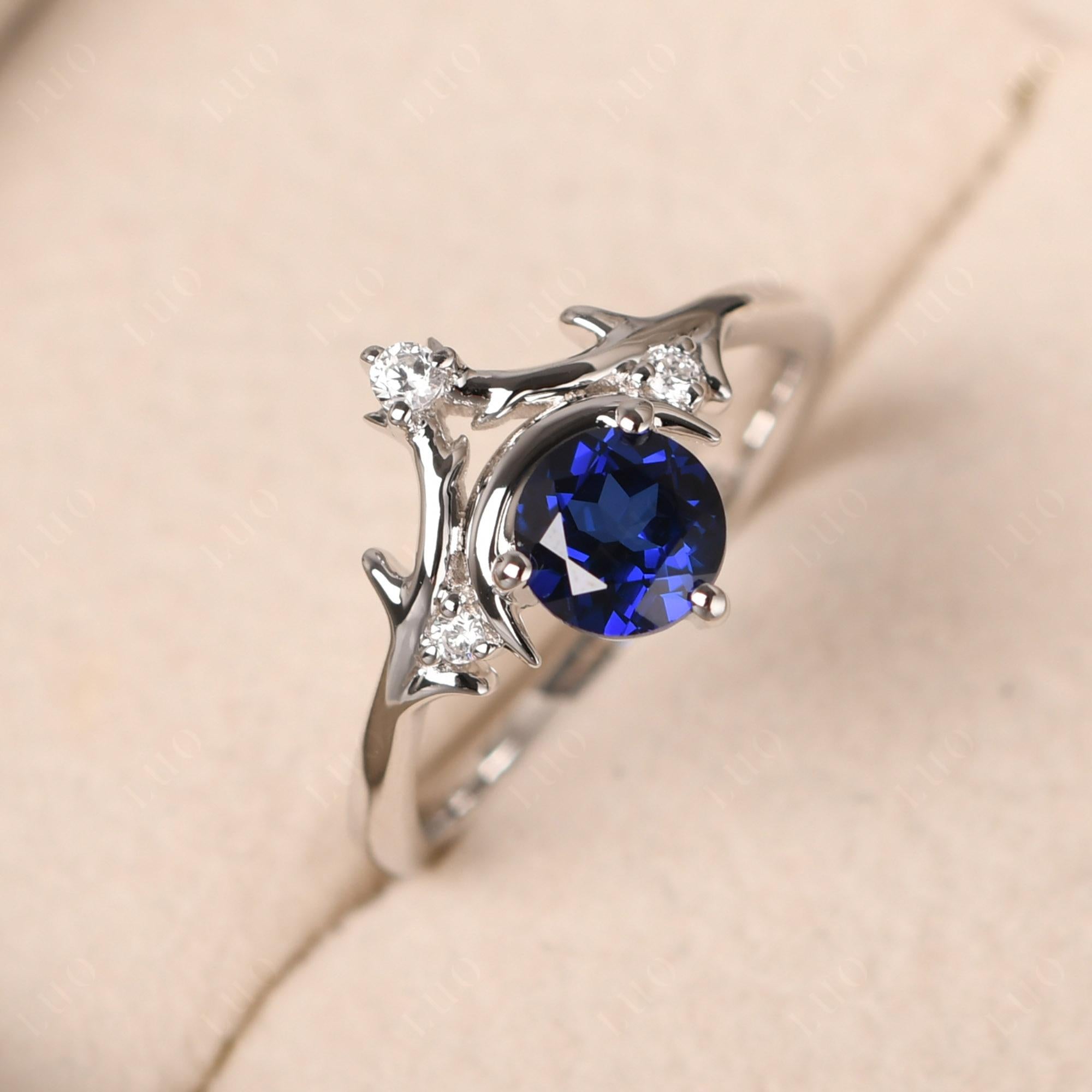 Sapphire Star and Moon Engagement Ring - LUO Jewelry 