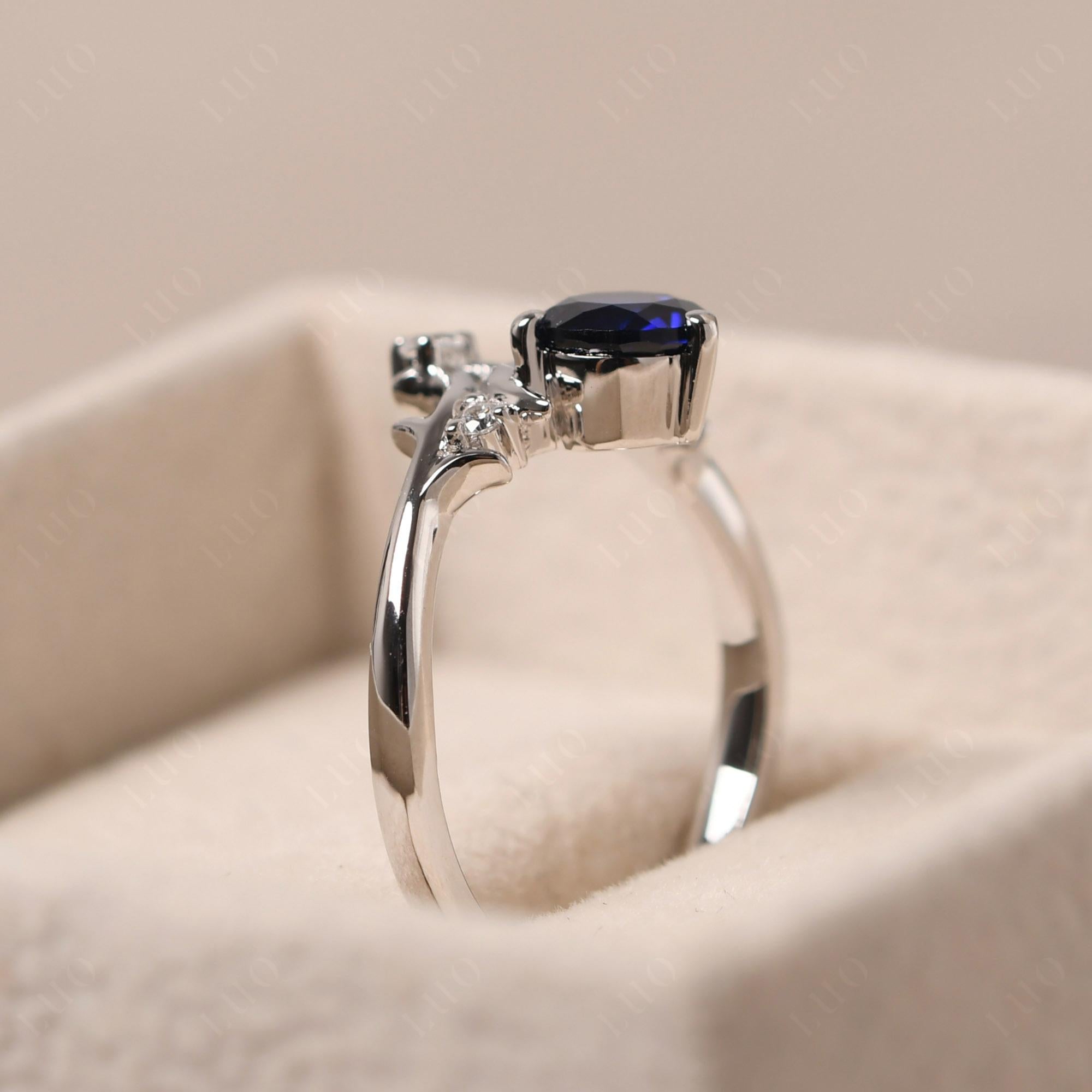 Sapphire Star and Moon Engagement Ring - LUO Jewelry 