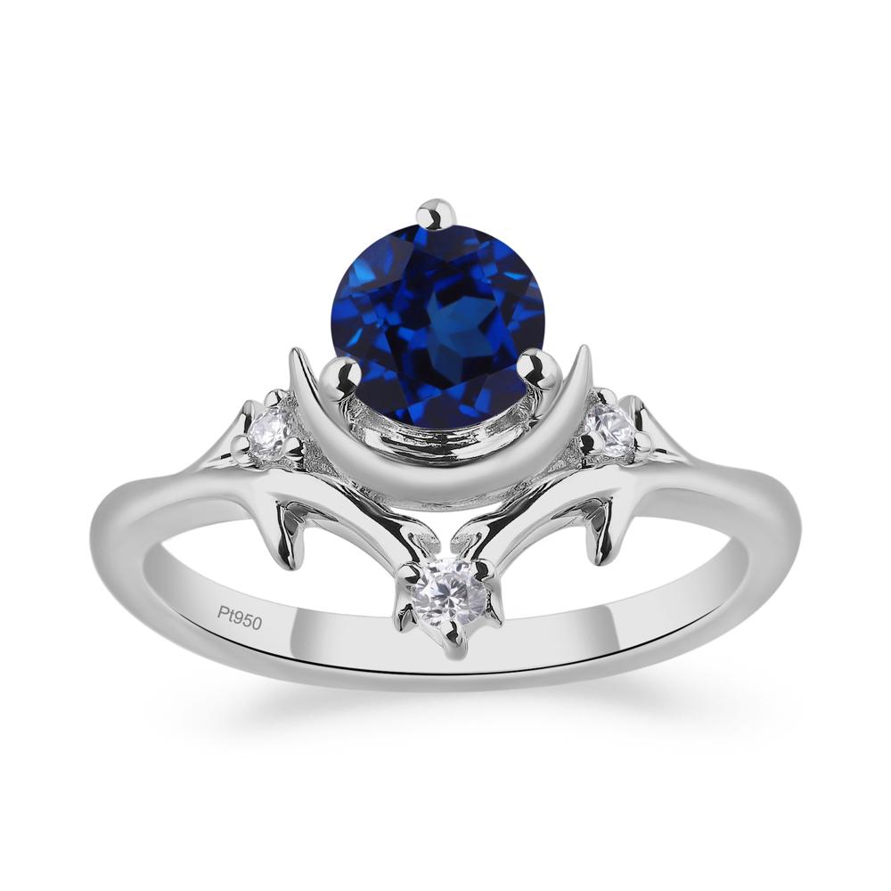 Sapphire Star and Moon Engagement Ring - LUO Jewelry #metal_platinum